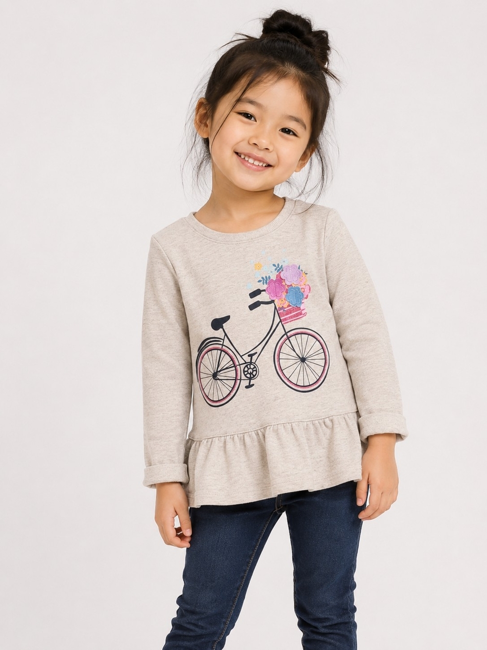 5/$35 Wonder Nation Bicycle Peplum Sweatshirt – Girls Size 5T